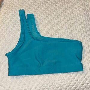 ALO Yoga Turquoise One-Shoulder Sports Bra